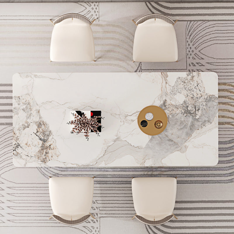 Luxurious 1/2/3/4/5/6/7 Pieces Rectangle Dining Set Sintered Stone Top Dinette Table Set Clearhalo 'Dining Room Sets' 'Dining Tables & Seating' 'dining_room_set' 'furn' 'furn_dining_room_set' 'Furniture' 'Kitchen & Dining Furniture' 5911367