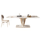 Luxurious 1/2/3/4/5/6/7 Pieces Rectangle Dining Set Sintered Stone Top Dinette Table Set 2 Pieces: Table, 1 Chair Clearhalo 'Dining Room Sets' 'Dining Tables & Seating' 'dining_room_set' 'furn' 'furn_dining_room_set' 'Furniture' 'Kitchen & Dining Furniture' 5911368
