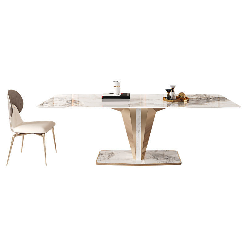 Luxurious 1/2/3/4/5/6/7 Pieces Rectangle Dining Set Sintered Stone Top Dinette Table Set 2 Pieces: Table, 1 Chair Clearhalo 'Dining Room Sets' 'Dining Tables & Seating' 'dining_room_set' 'furn' 'furn_dining_room_set' 'Furniture' 'Kitchen & Dining Furniture' 5911368