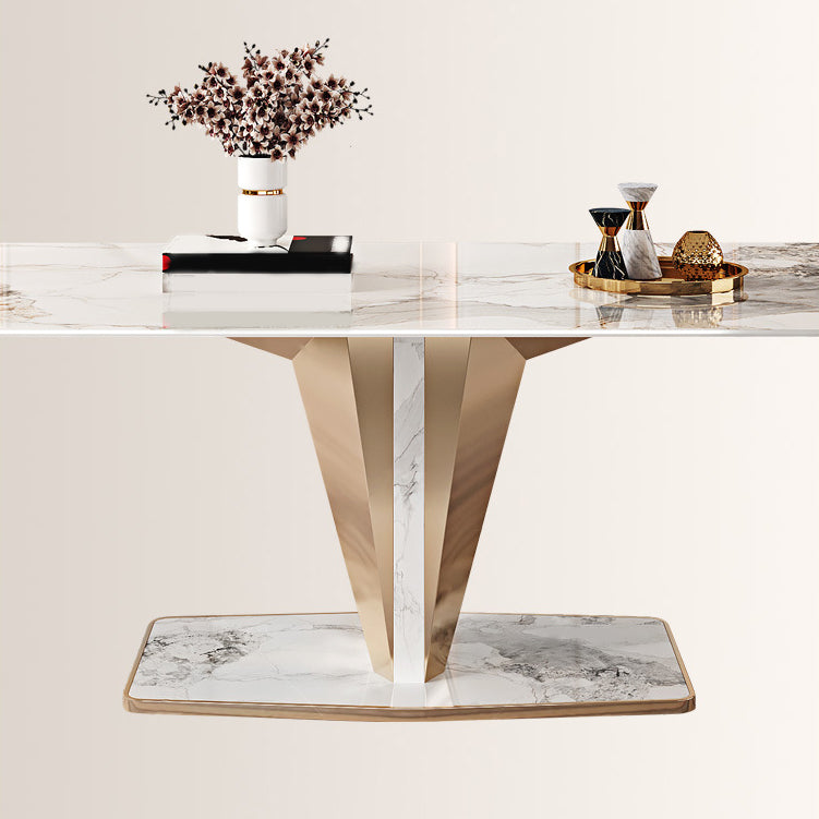 Luxurious 1/2/3/4/5/6/7 Pieces Rectangle Dining Set Sintered Stone Top Dinette Table Set Clearhalo 'Dining Room Sets' 'Dining Tables & Seating' 'dining_room_set' 'furn' 'furn_dining_room_set' 'Furniture' 'Kitchen & Dining Furniture' 5911371