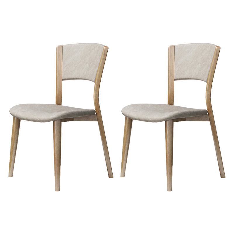 Contemporary Style Dining Chairs Oak Solid Wood Open Back Armless Chair Natural Wood White 2 Piece Set Clearhalo 'Dining Chairs' 'Dining Tables & Seating' 'dining_chair' 'furn' 'furn_dining_chair' 'Furniture' 'Kitchen & Dining Furniture' 5911448