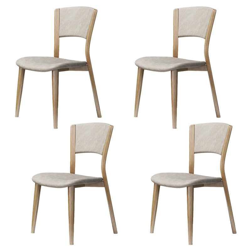 Contemporary Style Dining Chairs Oak Solid Wood Open Back Armless Chair Natural Wood White 4 Piece Set Clearhalo 'Dining Chairs' 'Dining Tables & Seating' 'dining_chair' 'furn' 'furn_dining_chair' 'Furniture' 'Kitchen & Dining Furniture' 5911451