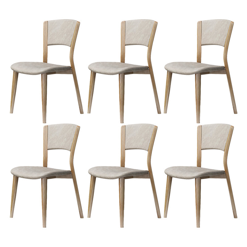 Contemporary Style Dining Chairs Oak Solid Wood Open Back Armless Chair Natural Wood White 6 Piece Set Clearhalo 'Dining Chairs' 'Dining Tables & Seating' 'dining_chair' 'furn' 'furn_dining_chair' 'Furniture' 'Kitchen & Dining Furniture' 5911452
