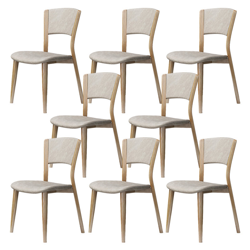 Contemporary Style Dining Chairs Oak Solid Wood Open Back Armless Chair Natural Wood White 8 Piece Set Clearhalo 'Dining Chairs' 'Dining Tables & Seating' 'dining_chair' 'furn' 'furn_dining_chair' 'Furniture' 'Kitchen & Dining Furniture' 5911454
