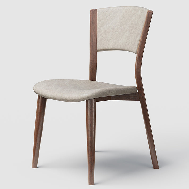 Contemporary Style Dining Chairs Oak Solid Wood Open Back Armless Chair White-Brown 1 Piece Clearhalo 'Dining Chairs' 'Dining Tables & Seating' 'dining_chair' 'furn' 'furn_dining_chair' 'Furniture' 'Kitchen & Dining Furniture' 5911456