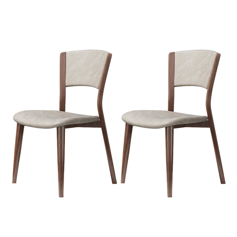 Contemporary Style Dining Chairs Oak Solid Wood Open Back Armless Chair White-Brown 2 Piece Set Clearhalo 'Dining Chairs' 'Dining Tables & Seating' 'dining_chair' 'furn' 'furn_dining_chair' 'Furniture' 'Kitchen & Dining Furniture' 5911459