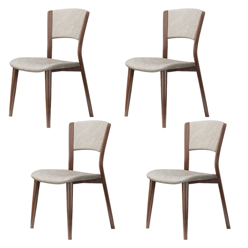 Contemporary Style Dining Chairs Oak Solid Wood Open Back Armless Chair White-Brown 4 Piece Set Clearhalo 'Dining Chairs' 'Dining Tables & Seating' 'dining_chair' 'furn' 'furn_dining_chair' 'Furniture' 'Kitchen & Dining Furniture' 5911461
