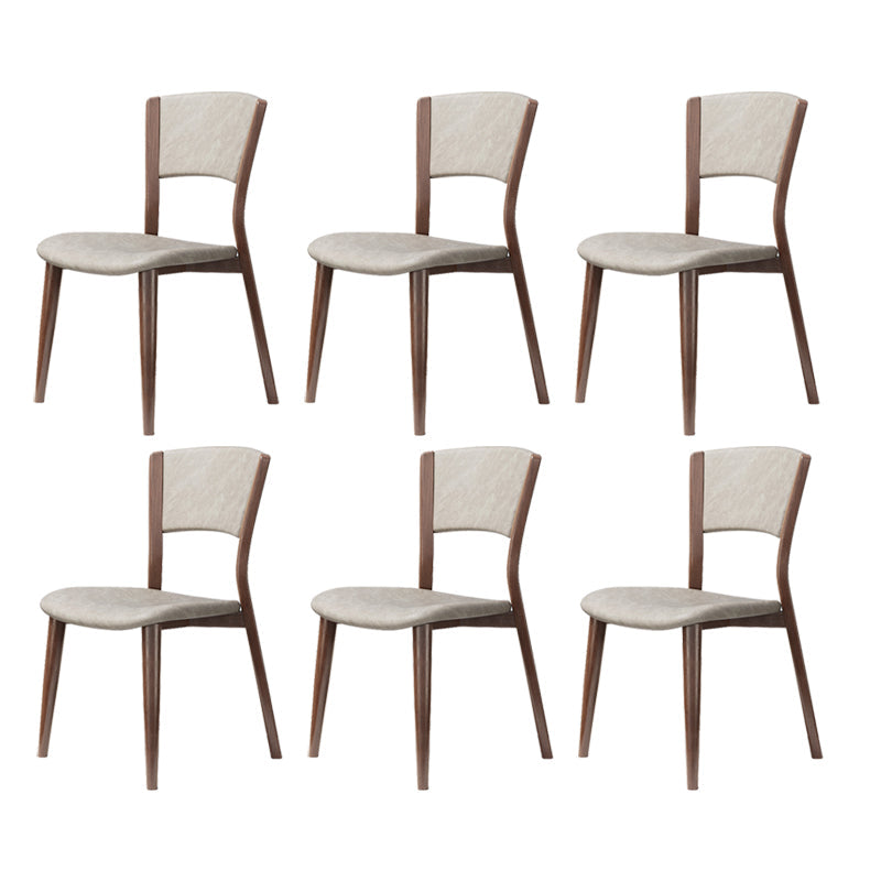 Contemporary Style Dining Chairs Oak Solid Wood Open Back Armless Chair White-Brown 6 Piece Set Clearhalo 'Dining Chairs' 'Dining Tables & Seating' 'dining_chair' 'furn' 'furn_dining_chair' 'Furniture' 'Kitchen & Dining Furniture' 5911463
