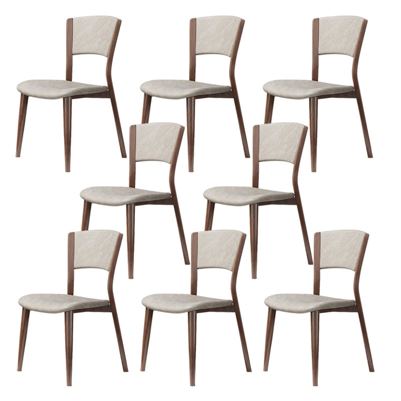 Contemporary Style Dining Chairs Oak Solid Wood Open Back Armless Chair White-Brown 8 Piece Set Clearhalo 'Dining Chairs' 'Dining Tables & Seating' 'dining_chair' 'furn' 'furn_dining_chair' 'Furniture' 'Kitchen & Dining Furniture' 5911464