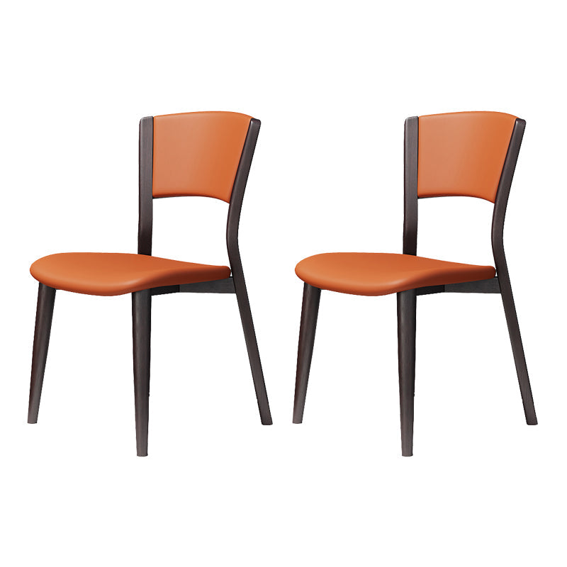 Contemporary Style Dining Chairs Oak Solid Wood Open Back Armless Chair Black-Orange 2 Piece Set Clearhalo 'Dining Chairs' 'Dining Tables & Seating' 'dining_chair' 'furn' 'furn_dining_chair' 'Furniture' 'Kitchen & Dining Furniture' 5911472