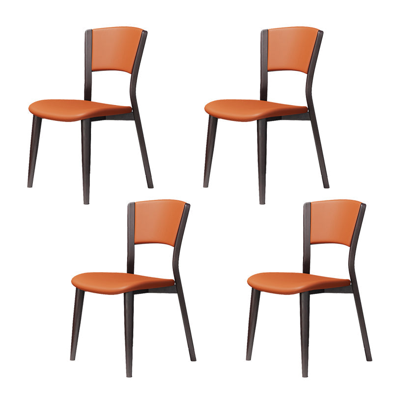 Contemporary Style Dining Chairs Oak Solid Wood Open Back Armless Chair Black-Orange 4 Piece Set Clearhalo 'Dining Chairs' 'Dining Tables & Seating' 'dining_chair' 'furn' 'furn_dining_chair' 'Furniture' 'Kitchen & Dining Furniture' 5911473
