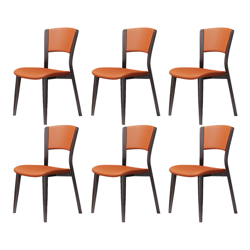 Contemporary Style Dining Chairs Oak Solid Wood Open Back Armless Chair Black-Orange 6 Piece Set Clearhalo 'Dining Chairs' 'Dining Tables & Seating' 'dining_chair' 'furn' 'furn_dining_chair' 'Furniture' 'Kitchen & Dining Furniture' 5911474