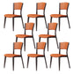 Contemporary Style Dining Chairs Oak Solid Wood Open Back Armless Chair Black-Orange 8 Piece Set Clearhalo 'Dining Chairs' 'Dining Tables & Seating' 'dining_chair' 'furn' 'furn_dining_chair' 'Furniture' 'Kitchen & Dining Furniture' 5911475