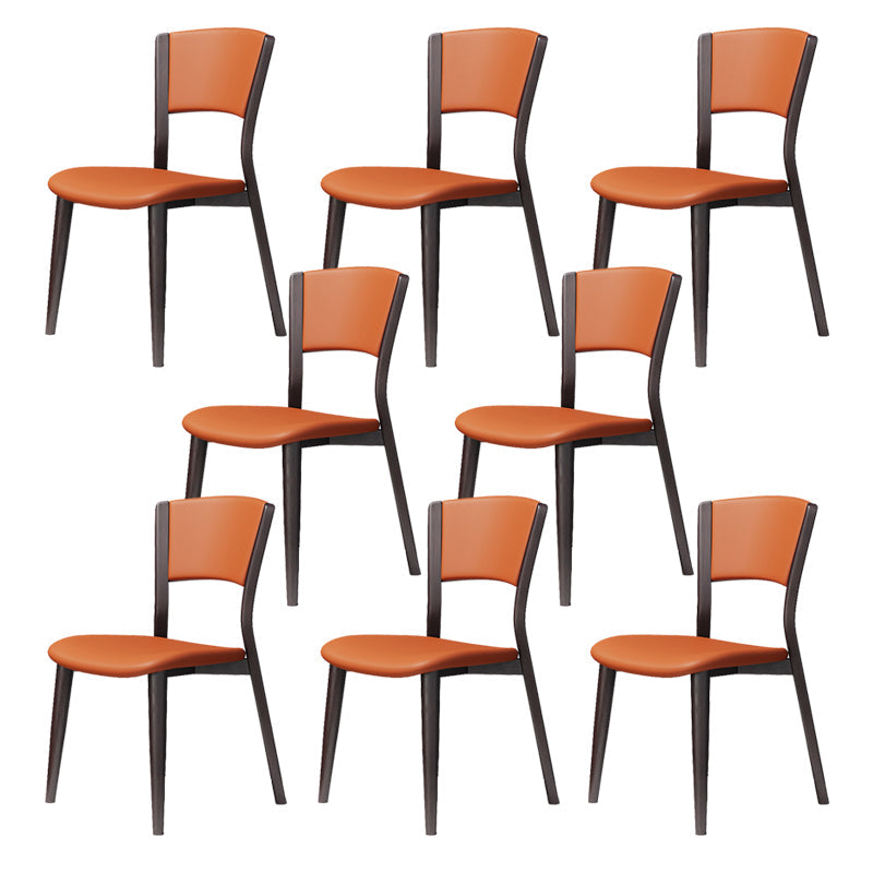 Contemporary Style Dining Chairs Oak Solid Wood Open Back Armless Chair Black-Orange 8 Piece Set Clearhalo 'Dining Chairs' 'Dining Tables & Seating' 'dining_chair' 'furn' 'furn_dining_chair' 'Furniture' 'Kitchen & Dining Furniture' 5911475