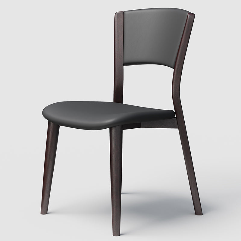Contemporary Style Dining Chairs Oak Solid Wood Open Back Armless Chair Black-Gray 1 Piece Clearhalo 'Dining Chairs' 'Dining Tables & Seating' 'dining_chair' 'furn' 'furn_dining_chair' 'Furniture' 'Kitchen & Dining Furniture' 5911476
