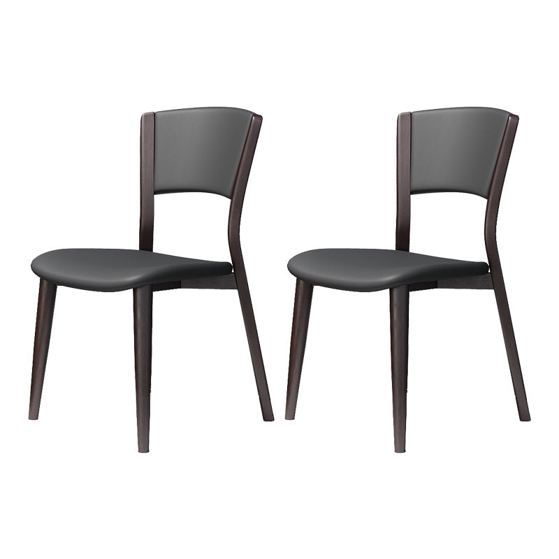 Contemporary Style Dining Chairs Oak Solid Wood Open Back Armless Chair Black-Gray 2 Piece Set Clearhalo 'Dining Chairs' 'Dining Tables & Seating' 'dining_chair' 'furn' 'furn_dining_chair' 'Furniture' 'Kitchen & Dining Furniture' 5911477
