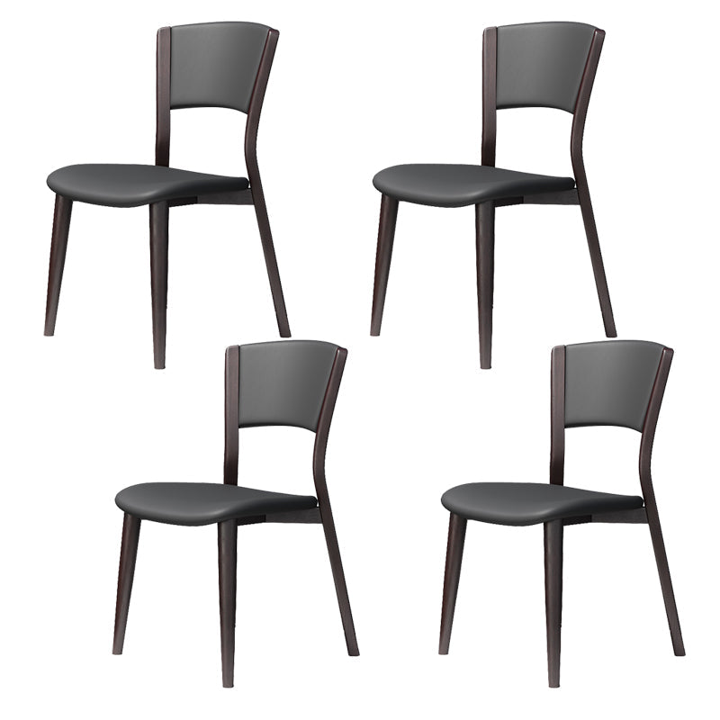 Contemporary Style Dining Chairs Oak Solid Wood Open Back Armless Chair Black-Gray 4 Piece Set Clearhalo 'Dining Chairs' 'Dining Tables & Seating' 'dining_chair' 'furn' 'furn_dining_chair' 'Furniture' 'Kitchen & Dining Furniture' 5911478