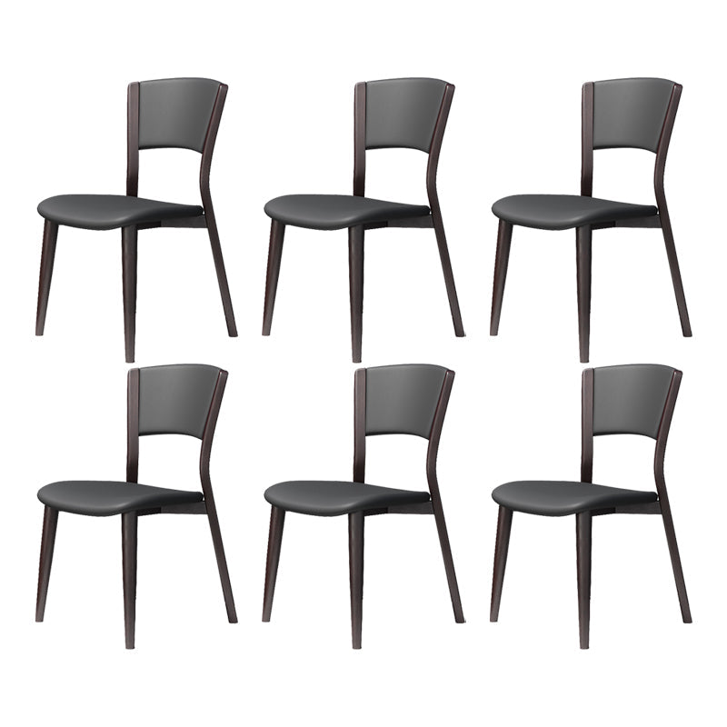 Contemporary Style Dining Chairs Oak Solid Wood Open Back Armless Chair Black-Gray 6 Piece Set Clearhalo 'Dining Chairs' 'Dining Tables & Seating' 'dining_chair' 'furn' 'furn_dining_chair' 'Furniture' 'Kitchen & Dining Furniture' 5911479
