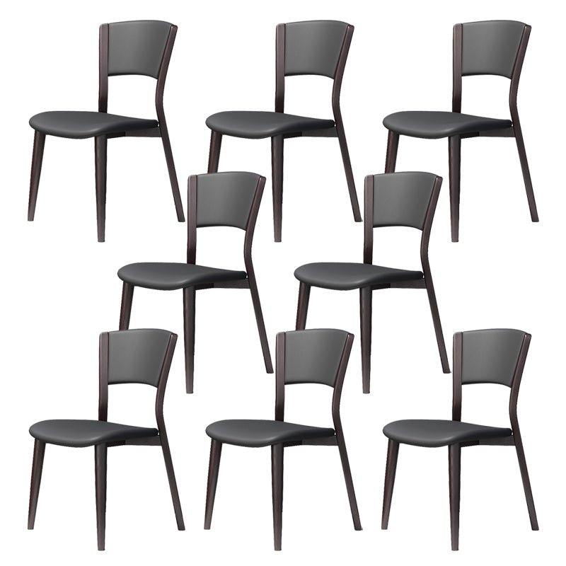 Contemporary Style Dining Chairs Oak Solid Wood Open Back Armless Chair Black-Gray 8 Piece Set Clearhalo 'Dining Chairs' 'Dining Tables & Seating' 'dining_chair' 'furn' 'furn_dining_chair' 'Furniture' 'Kitchen & Dining Furniture' 5911480