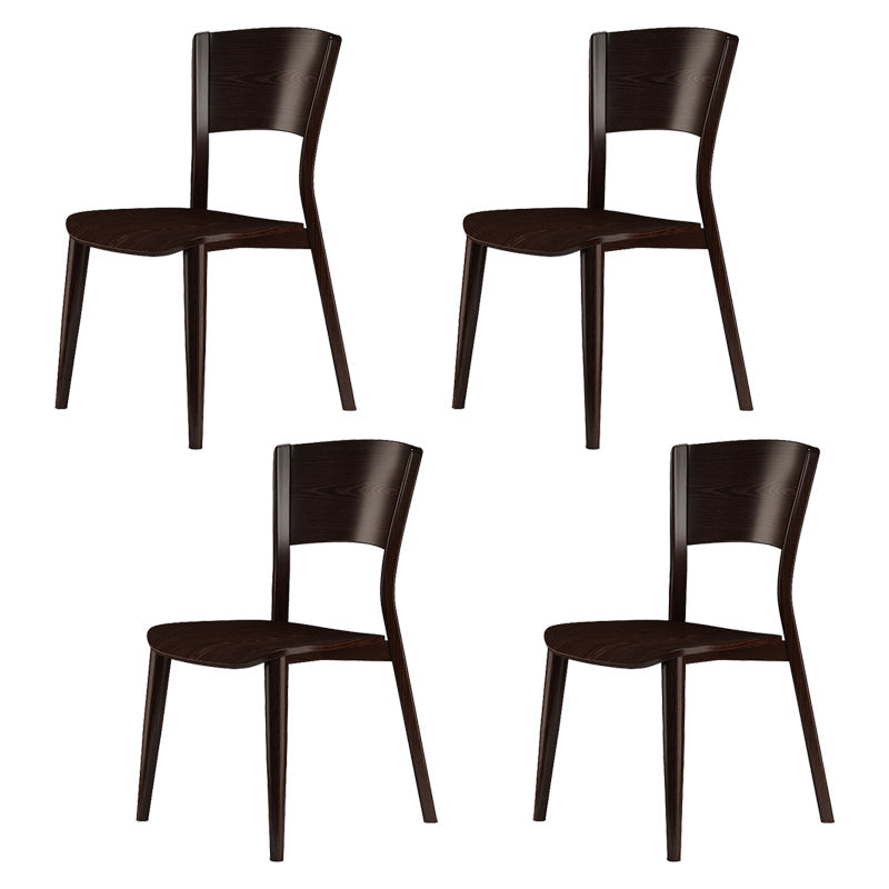 Contemporary Style Dining Chairs Oak Solid Wood Open Back Armless Chair Brown 4 Piece Set Clearhalo 'Dining Chairs' 'Dining Tables & Seating' 'dining_chair' 'furn' 'furn_dining_chair' 'Furniture' 'Kitchen & Dining Furniture' 5911483