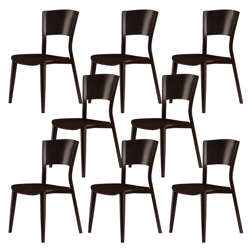 Contemporary Style Dining Chairs Oak Solid Wood Open Back Armless Chair Brown 8 Piece Set Clearhalo 'Dining Chairs' 'Dining Tables & Seating' 'dining_chair' 'furn' 'furn_dining_chair' 'Furniture' 'Kitchen & Dining Furniture' 5911485