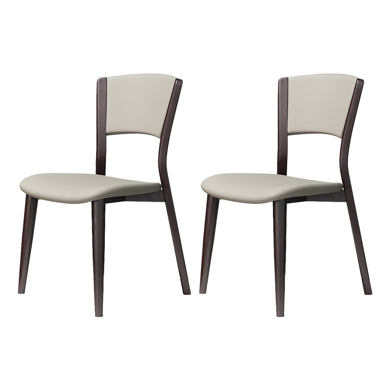 Contemporary Style Dining Chairs Oak Solid Wood Open Back Armless Chair Black White 2 Piece Set Clearhalo 'Dining Chairs' 'Dining Tables & Seating' 'dining_chair' 'furn' 'furn_dining_chair' 'Furniture' 'Kitchen & Dining Furniture' 5911487