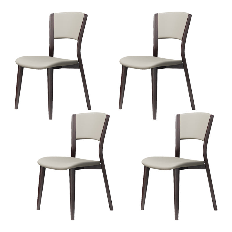 Contemporary Style Dining Chairs Oak Solid Wood Open Back Armless Chair Black White 4 Piece Set Clearhalo 'Dining Chairs' 'Dining Tables & Seating' 'dining_chair' 'furn' 'furn_dining_chair' 'Furniture' 'Kitchen & Dining Furniture' 5911488