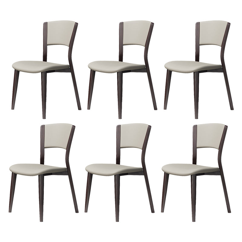 Contemporary Style Dining Chairs Oak Solid Wood Open Back Armless Chair Black White 6 Piece Set Clearhalo 'Dining Chairs' 'Dining Tables & Seating' 'dining_chair' 'furn' 'furn_dining_chair' 'Furniture' 'Kitchen & Dining Furniture' 5911489