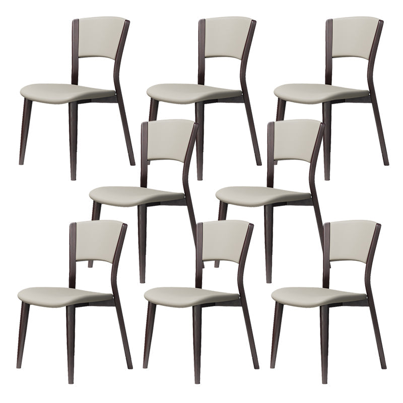 Contemporary Style Dining Chairs Oak Solid Wood Open Back Armless Chair Black White 8 Piece Set Clearhalo 'Dining Chairs' 'Dining Tables & Seating' 'dining_chair' 'furn' 'furn_dining_chair' 'Furniture' 'Kitchen & Dining Furniture' 5911490