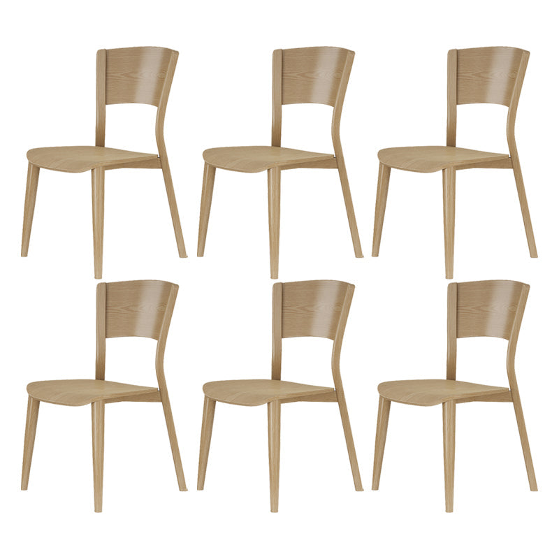 Contemporary Style Dining Chairs Oak Solid Wood Open Back Armless Chair Wood 6 Piece Set Clearhalo 'Dining Chairs' 'Dining Tables & Seating' 'dining_chair' 'furn' 'furn_dining_chair' 'Furniture' 'Kitchen & Dining Furniture' 5911494