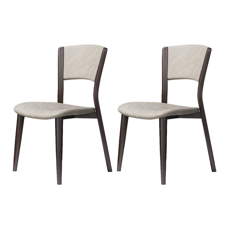 Contemporary Style Dining Chairs Oak Solid Wood Open Back Armless Chair Gray-White 2 Piece Set Clearhalo 'Dining Chairs' 'Dining Tables & Seating' 'dining_chair' 'furn' 'furn_dining_chair' 'Furniture' 'Kitchen & Dining Furniture' 5911496