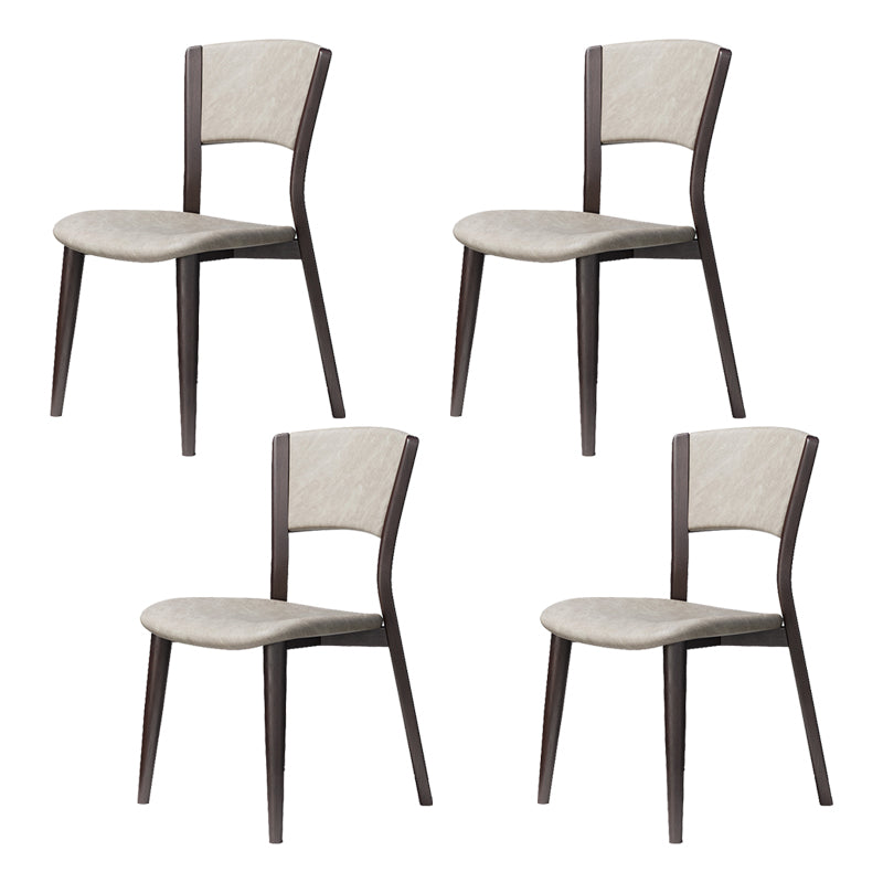 Contemporary Style Dining Chairs Oak Solid Wood Open Back Armless Chair Gray-White 4 Piece Set Clearhalo 'Dining Chairs' 'Dining Tables & Seating' 'dining_chair' 'furn' 'furn_dining_chair' 'Furniture' 'Kitchen & Dining Furniture' 5911497