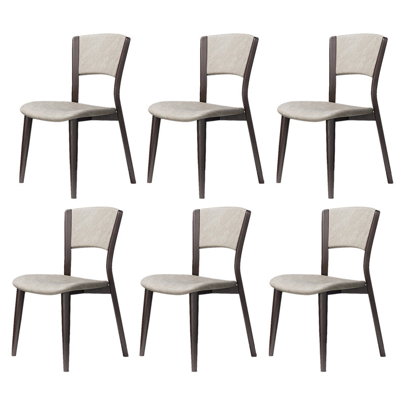 Contemporary Style Dining Chairs Oak Solid Wood Open Back Armless Chair Gray-White 6 Piece Set Clearhalo 'Dining Chairs' 'Dining Tables & Seating' 'dining_chair' 'furn' 'furn_dining_chair' 'Furniture' 'Kitchen & Dining Furniture' 5911498