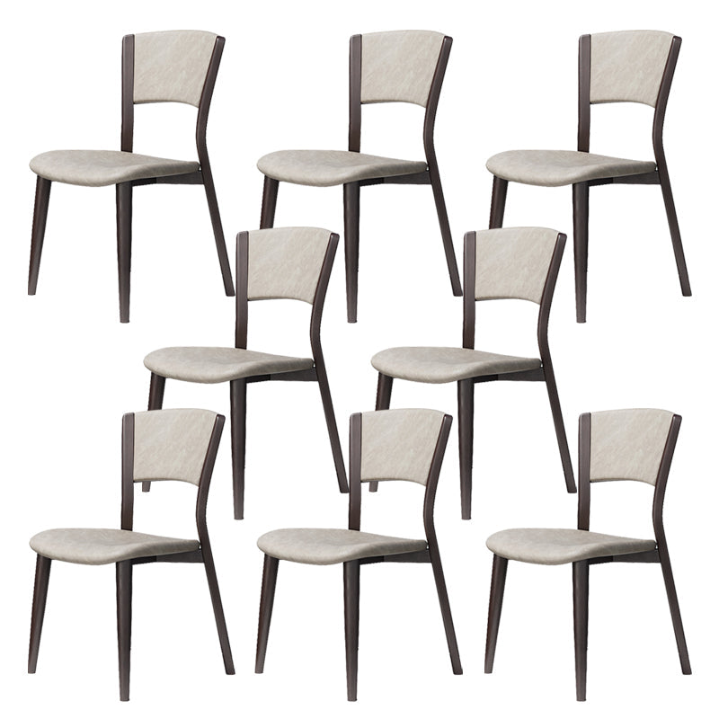 Contemporary Style Dining Chairs Oak Solid Wood Open Back Armless Chair Gray-White 8 Piece Set Clearhalo 'Dining Chairs' 'Dining Tables & Seating' 'dining_chair' 'furn' 'furn_dining_chair' 'Furniture' 'Kitchen & Dining Furniture' 5911499