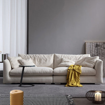 Divano in tessuto moderno a 4 posti con divano a braccio svasato con cuscini di padri