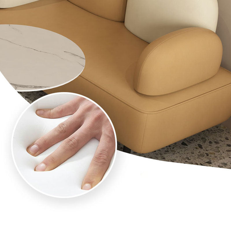 Sofá de brazo superior de almohada cuero moderno de cuero 31.5 pulgadas de altura