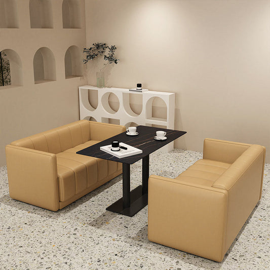 Modernes Kunstleder -Sofa für 2 Personen, die Kissen zurückgenäht