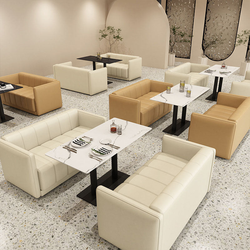 Canapé en faux cuir moderne pour 2 personnes cousues