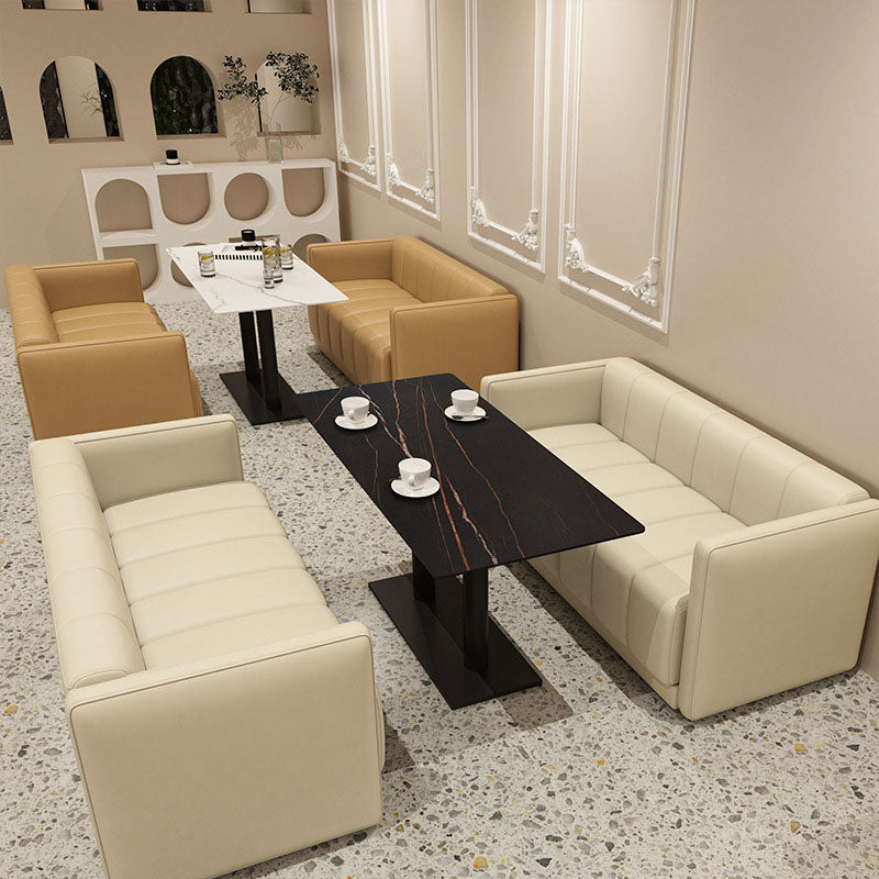 Canapé en faux cuir moderne pour 2 personnes cousues