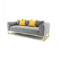 Grey Velvet Sofa with Tight Back and Gold Frame for Living Room