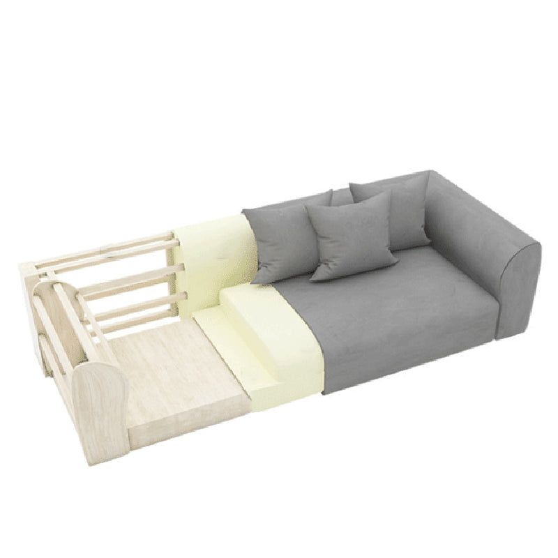 Grey Velvet Sofa with Tight Back and Gold Frame for Living Room