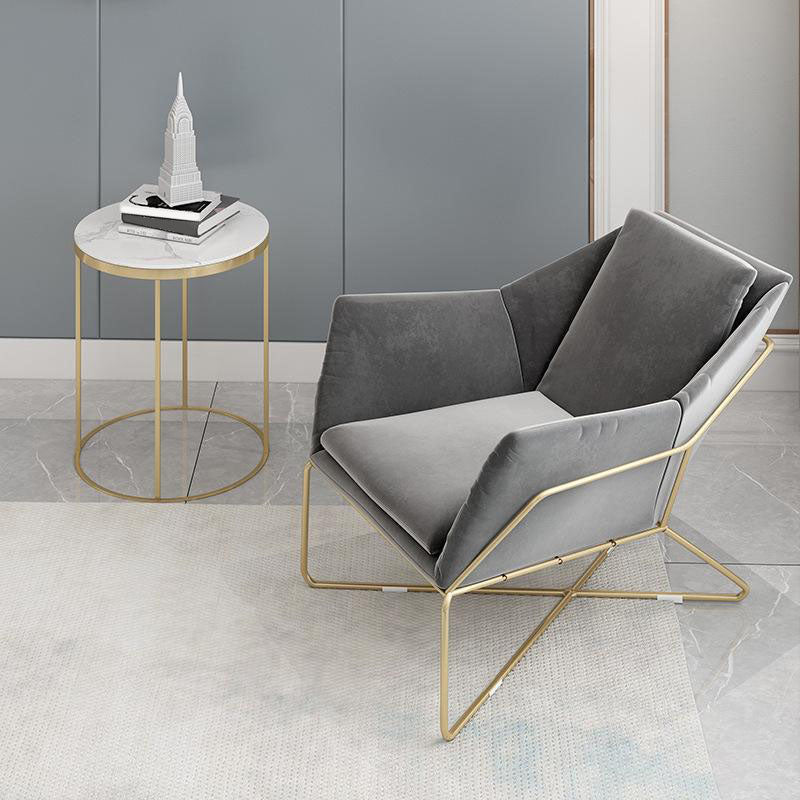 Grey Velvet Sofa with Tight Back and Gold Frame for Living Room