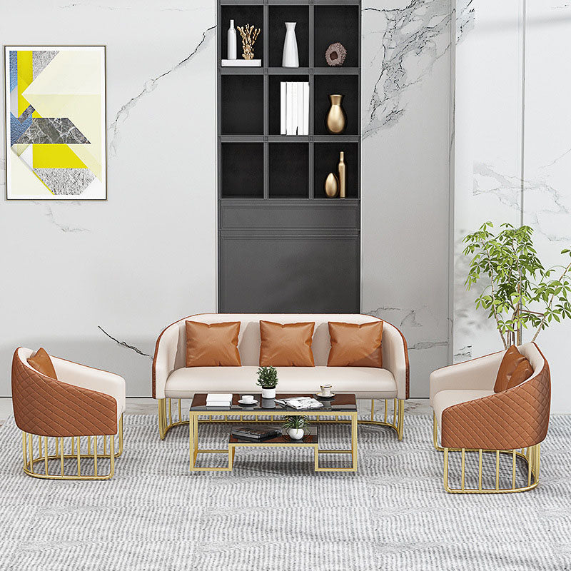 Schuine arm bank faux leer 25,59 "brede bank met gouden frame