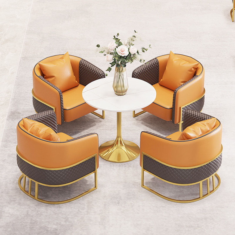 Genuine Leather Sofa Contemporary Tuxedo Arm Sofa with Tight Back