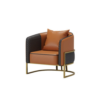 Genuine Leather Sofa Contemporary Tuxedo Arm Sofa with Tight Back