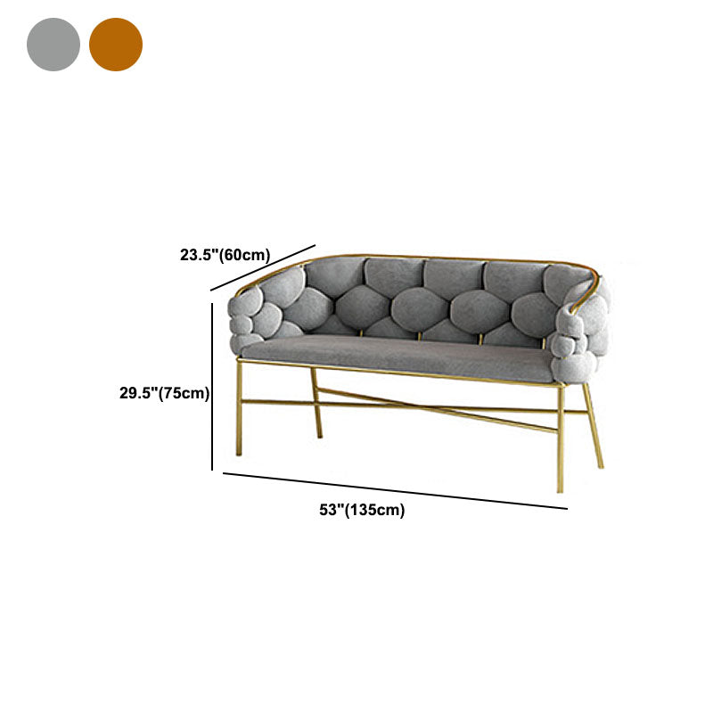Sofá de brazo inclinado con la parte posterior de galletas 23.62 "con marco de oro con marco de oro