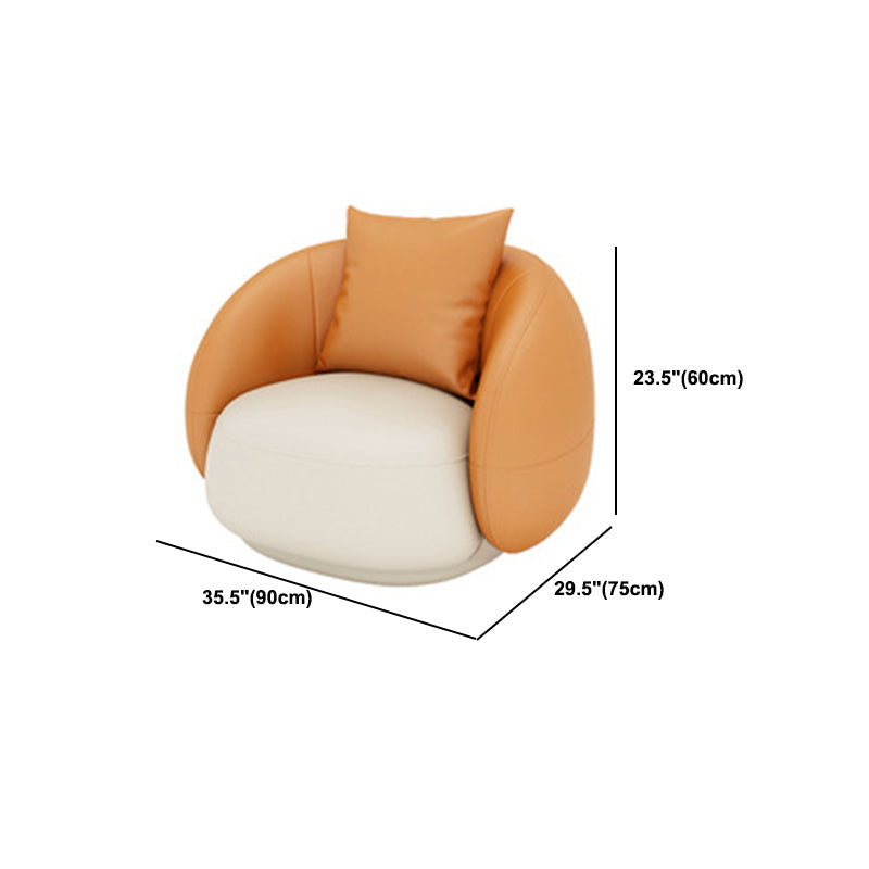 Faux Leather Curved Sofa 29.55"H Sloped Arm Sofa with Tight Back