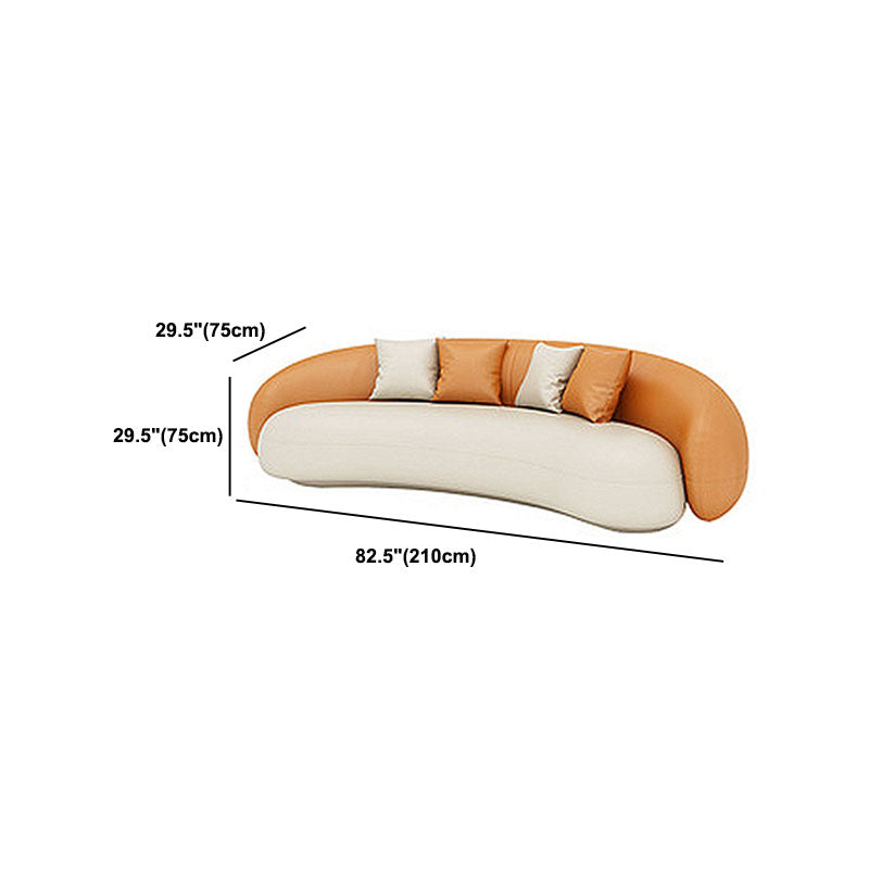 Faux Leather Curved Sofa 29.55"H Sloped Arm Sofa with Tight Back