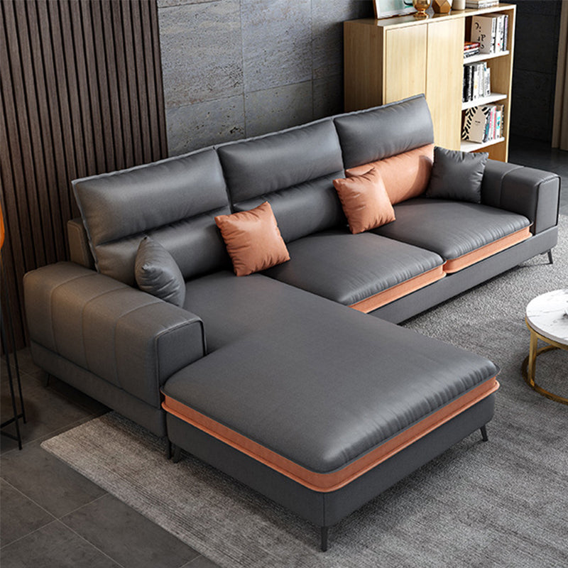 Glam stazionario in pelle stazionaria soggiorno braccio ad incasso Cussionssofa