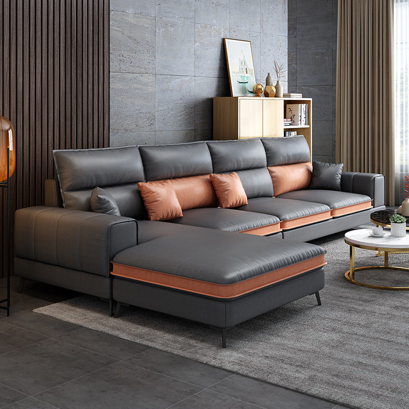 Glam stazionario in pelle stazionaria soggiorno braccio ad incasso Cussionssofa